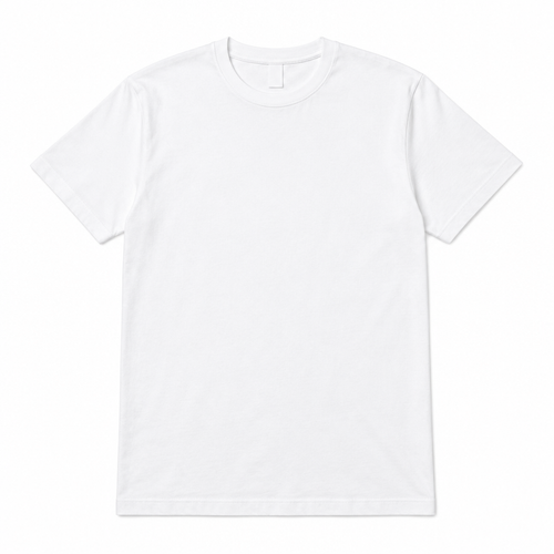 Classic white crew-neck t-shirt on white background