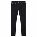 Black slim-fit jeans on white background